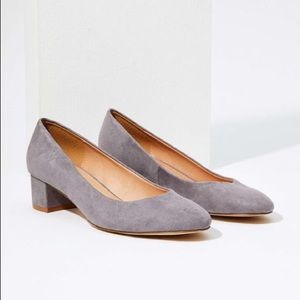 LOFT Gray Suede Block Heel Pumps